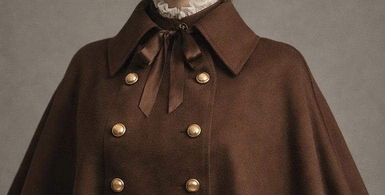 Women's Victorian Brown Wool Cloak Cape Coat, Vintage Gothic