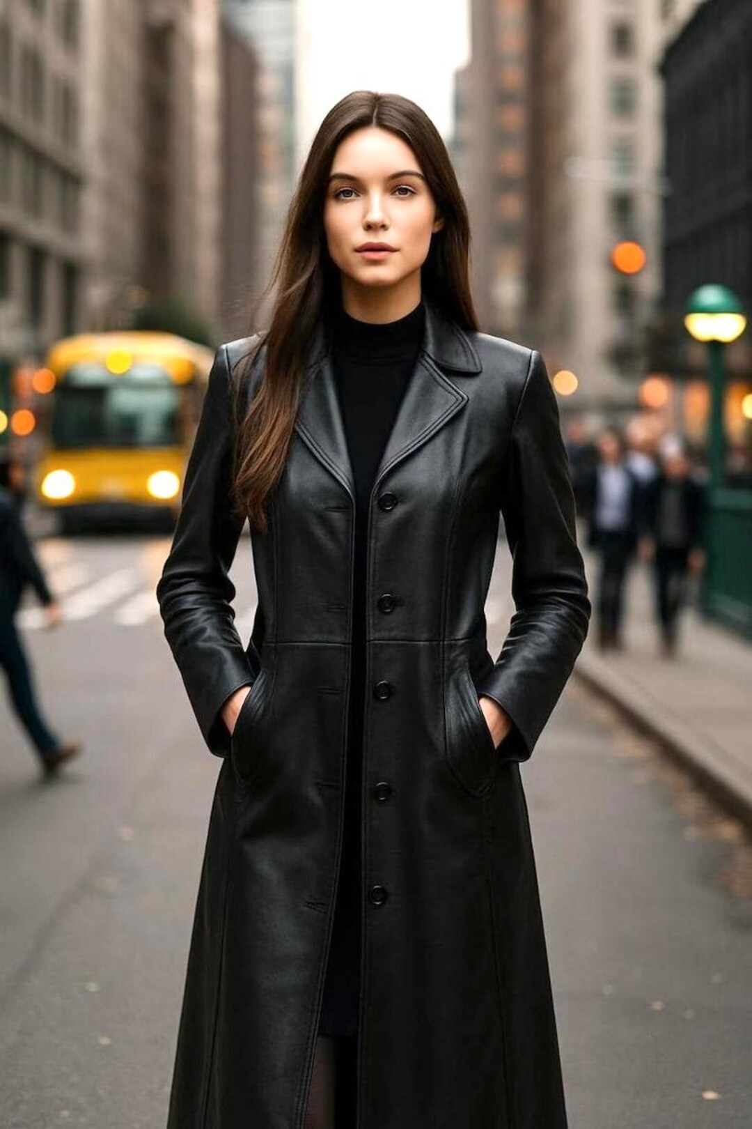 【希少品】Vintage Leather Long Trench Coat Womens Leather Trench Coat Silver S-M? Long Lambskin Vintage