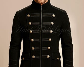 Men's Military Gothic Steampunk Victorian Jacket, Handmade Vintage Outfit For Him