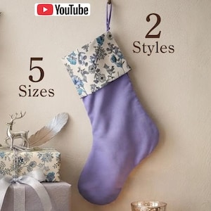Christmas Stocking Sewing Pattern 5Sizes 2Styles Cuffed & No-Cuff Sew First, Cut After Beginner Friendly All Languages Video Tutorial PDF13