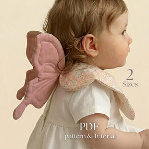 Scalloped baby Bib with Butterfly Fairy Wing Sewing Tutorial & Printable Pattern PDF My original “sew first, then cut” method A4 Letter｜03