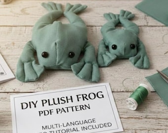 Sew First, Cut Later – So Easy! All Language Tutorial Video Cute Baby Bean bag frog PDF Sewing Pattern 3 sizes Beginner friendly baby gift