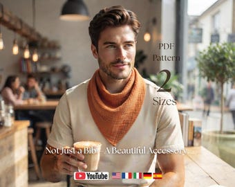 Adult Bandana Scarf Bib Sewing Pattern | Elegant Adult Bib PDF | Sew First-Then Cut | All-Languages Video Tutorial | A4 & US Letter | 05