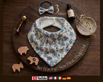 Bandana Scarf Bib No Tracing! Sewing Pattern, Sew First-Then Cut, Stylish & Practical baby Bib All-Languages Video Tutorial A4 Letter PDF｜04