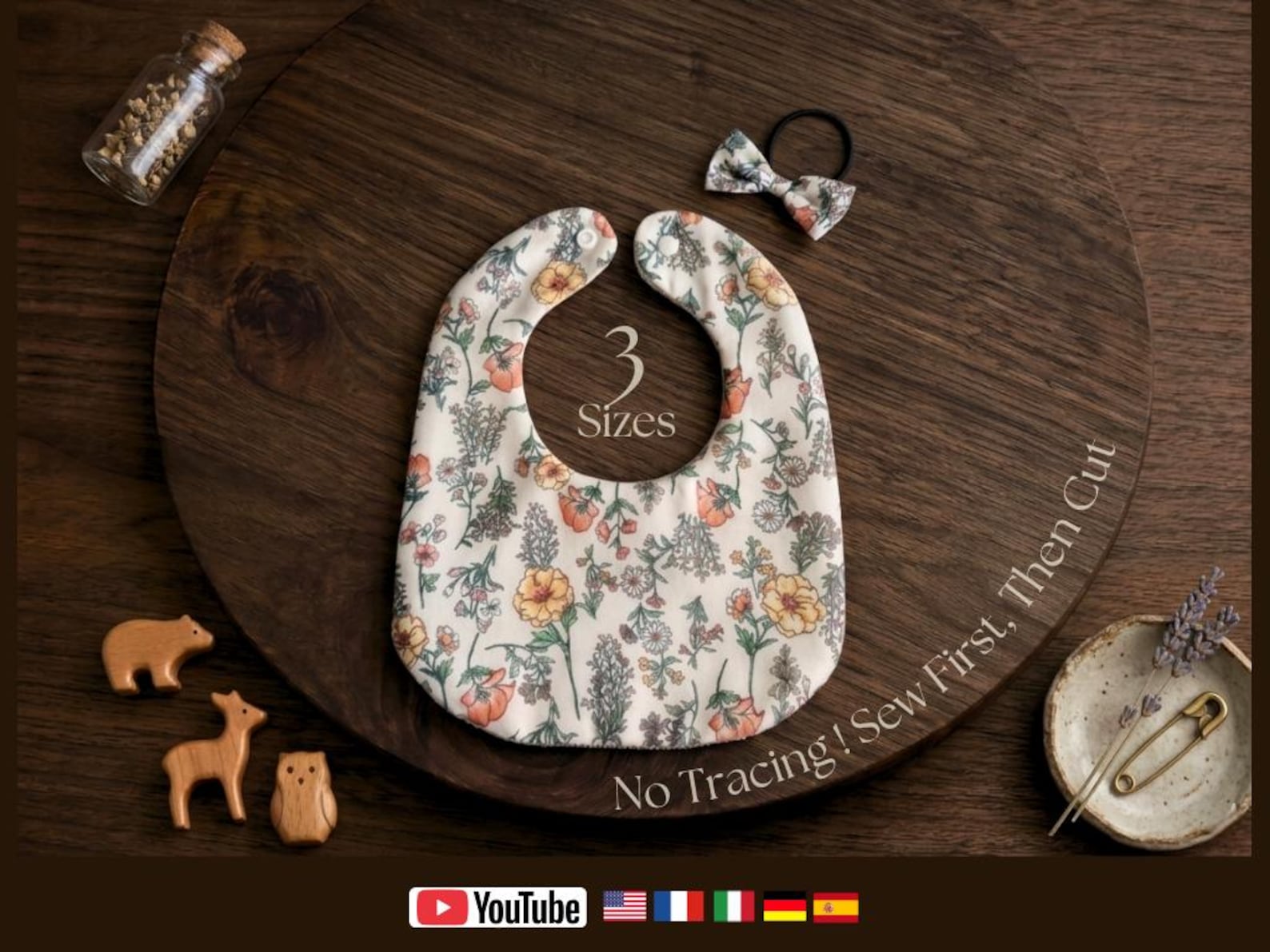 Basic Elegant Baby Bib 3 Sizes & Bow Hair Tie Sewing Pattern, No ...
