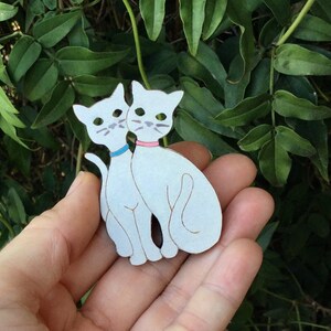 White Cat Brooch Mid Century Retro Cat Atomic Kitty Pin Cat Jewellery image 2