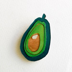 Avocado Jewellery Avo Brooch Original Wearable Art Painted brooch