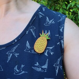 Pineapple Brooch Tropical Pin Rockabilly Hawaiian Clip image 3