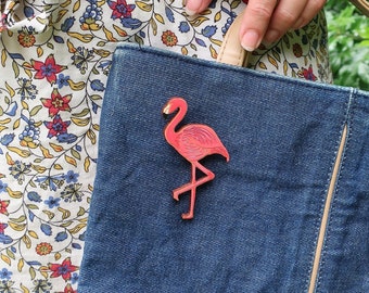 Pink Flamingo Brooch Rockabilly Jewellery Tropical Bird Pin