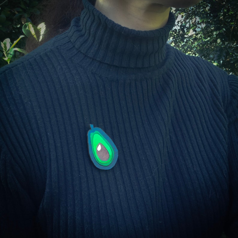 Avocado Jewellery Avo Brooch Original Wearable Art image 5