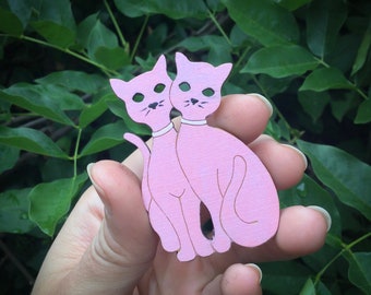 Pink Cat Brooch Atomic Kitty Vintage Cat Jewellery Pinup Mid Century