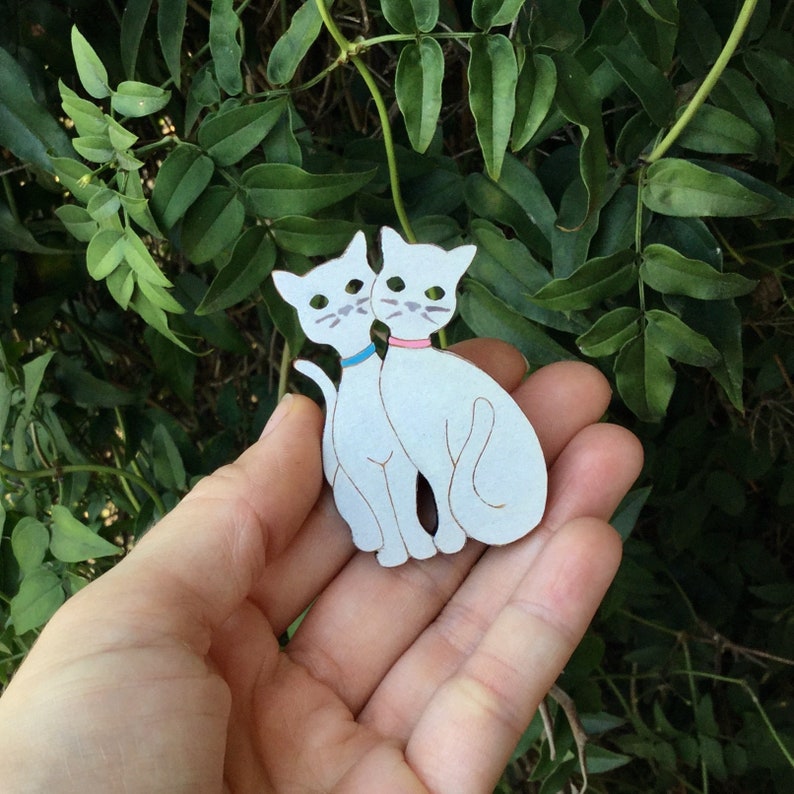 White Cat Brooch Mid Century Retro Cat Atomic Kitty Pin Cat Jewellery image 2