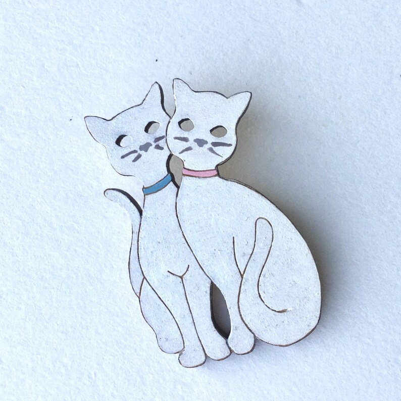 White Cat Brooch Mid Century Retro Cat Atomic Kitty Pin Cat Jewellery image 3