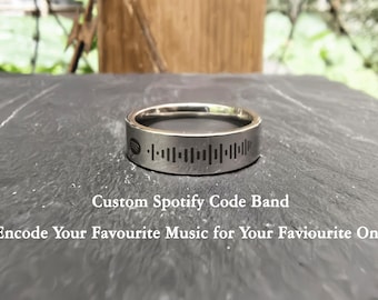 Personalized Music Code Ring: Scannable Steel Band, Gift For Music Lovers, Custom Unique Mother's Day Gift, Men's Ring, Gift for Dad