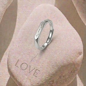Adjustable Morse Code Engraving Ring, Promise Ring, Custom Minimalist Gift Jewelry, Gift for Him Her,  Father's Day