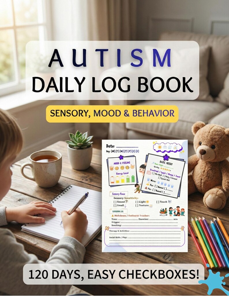 Autistic Log Autism Daily Log Book Printable, Sensory Tracker, ADHD Behavior Chart ...