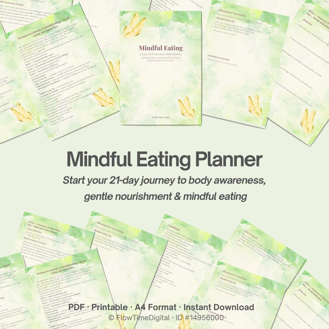 Mindful Eating Planner · 21-day Digital Journal · Self-care Food Diary ...