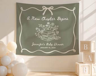A New Chapter Begins Banner: Story Book Themed Baby Shower Backdrop - PC6C