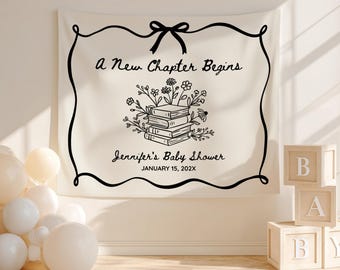 A New Chapter Begins Banner: Story Book Themed Baby Shower Backdrop - PC6A