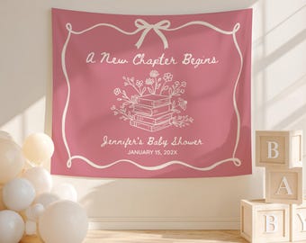 A New Chapter Begins Banner: Story Book Themed Baby Shower Backdrop - PC6B