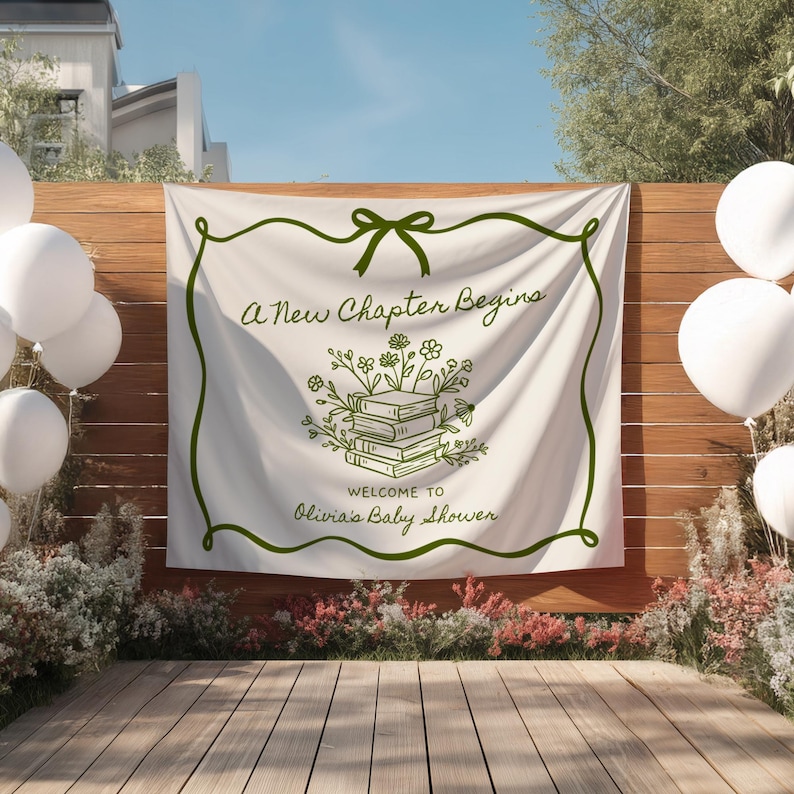 Chapter One Backdrop A New Chapter Begins Banner: Story Book Themed Baby Shower Backdrop ...
