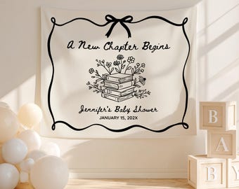 A New Chapter Begins Banner: Story Book Themed Baby Shower Backdrop - PC6