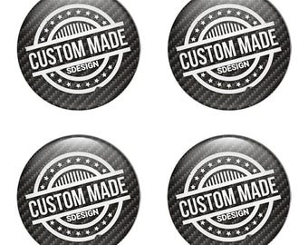Custom Wheel Center Cap Logo Stickers (Set of 4) | Personalized 3D Domed Resin Rim Logo Stickers | Waterproof Self-Adhesive Hubcap Emblems