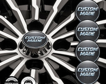 カスタムホイールセンターキャップデカール4枚セット - 車のリム用3Dドーム型エポキシ樹脂ステッカー、カスタムメイドホイールハブエンブレム