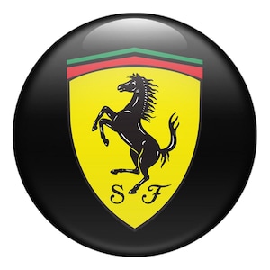 Ferrari Wheel Center Cap Stickers | 3D Domed Silicone Emblems | Hub Cap Decals for Car Tuning, Phone, Laptop | Self-Adhesive Car accessories