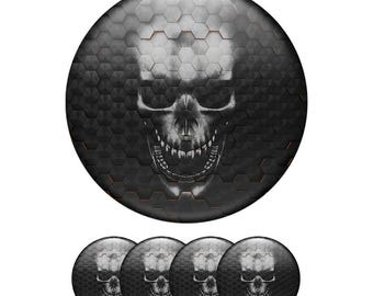 3D Skull Logo Stickers – Epoxy Resin Car Emblems, Laptop & Phone Decals (Set of 4)