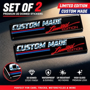 Set van 2 custom autostickers – gepersonaliseerde 3D koepelvormige epoxyhars badgestickers voor auto's