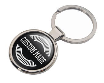 Personalized Custom Keychain with Logo or Text, 3D Epoxy Domed Key Ring, Durable Metal Car Keychain, Gift for Him Car Owner