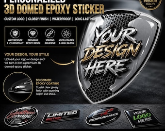Personalized 3D Domed Epoxy Sticker | Custom Logo Resin Decal | Glossy Waterproof Car Emblem | Metallic Effect Badge