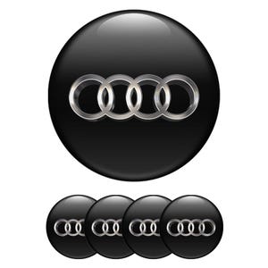 Set da 4 coprimozzi centrali Audi – Emblemi con logo stampati in 3D di alta qualità, adesivi in silicone bombato per coprimozzi, auto, telefono, messa a punto di laptop