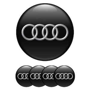Audi Center Wheel Caps – Custom 3D Printed Logo Emblem, Domed Silicone Sticker for Hubcaps, Phone, Laptop, Car Accessories