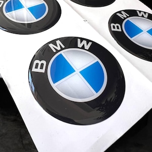 Set of 4 BMW Wheel Center Cap Stickers | 3D Domed Silicone Emblems | Car Rim Decals, Phone, Laptop, Door Badge | Self-Adhesive