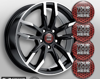 Custom Wheel Center Cap Logo Stickers | Personalized 3D Domed Resin Rim Decals (Set of 4) | Waterproof Self-Adhesive Hubcap Emblems
