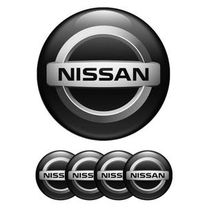 Set of 4 NIssan Wheel Center Cap Stickers | 3D Domed Silicone Emblems | Car Rim Decals, Phone, Laptop, Door Badge | Self-Adhesive