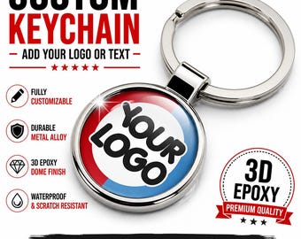 CUSTOM Keychain – Add Your Logo or Text, 3D Epoxy Key Ring, Personalized Gift for Him, Custom Logo Keychain, Car Accessory