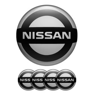 Set of 4 NIssan Wheel Center Cap Stickers | 3D Domed Silicone Emblems | Car Rim Decals, Phone, Laptop, Door Badge | Self-Adhesive