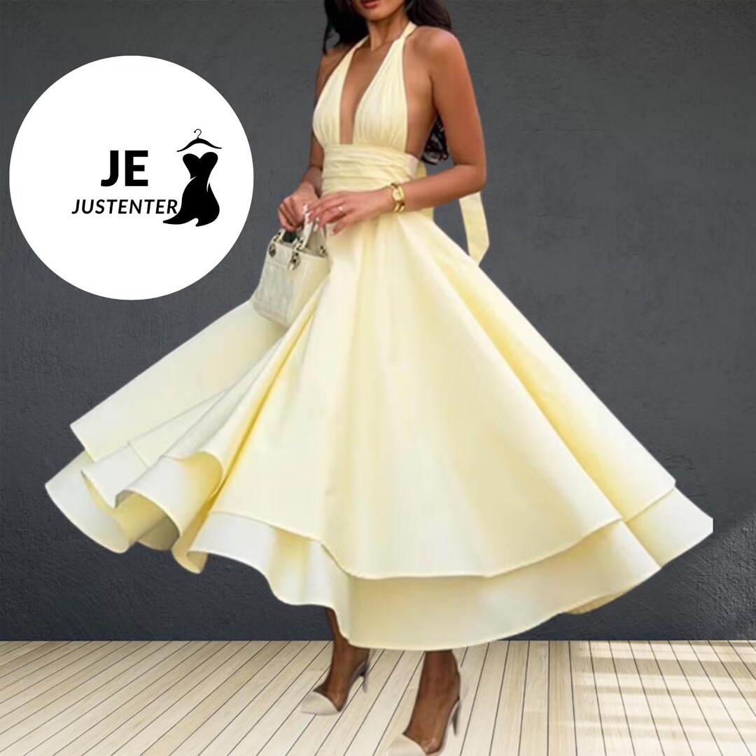 Indian Yellow Halter Midi Dress