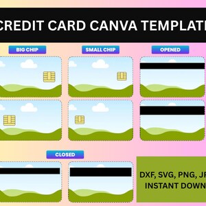 Plantilla de diseño de tarjeta de crédito / Cubierta de tarjeta SVG para Cricut y Silhouette / Diseño de calcomanía para tarjeta EBT / Envoltura de tarjeta de crédito imprimible / Archivo DXF incluido
