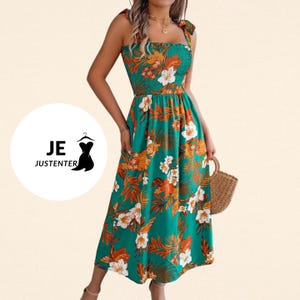 Boho Maxi Dress for Women| Sleeveless Vintage Floral Print Summer Beach Dress |Tropical Floral Sundress – Smocked Midi Dress with Tie Straps