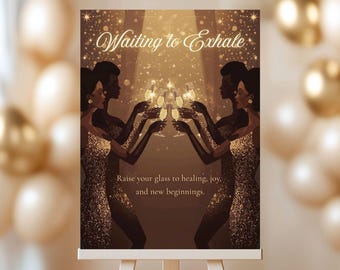 Waiting to Exhale Poster: Golden Glow Champagne Party Decorations, 90s Movie Ladies Night party favors, Canva Template (Digital Download)