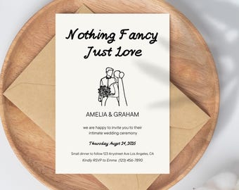 Minimalist Courthouse Wedding Invitation: Modern Elopement Announcement (Canva Template, Digital Download)
