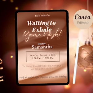 Waiting To Exhale Invitation: Gold Ladies Night, Editable Canva Template (Digital Download)