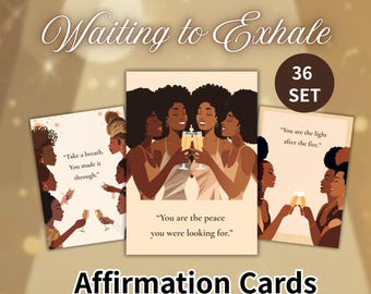 Bekräftelsekort om att vänta på att andas ut: Utskrivbara citat om självkärlek och helande för kvinnor, filmkväll från 90-talet, tjejkväll, systerskap.