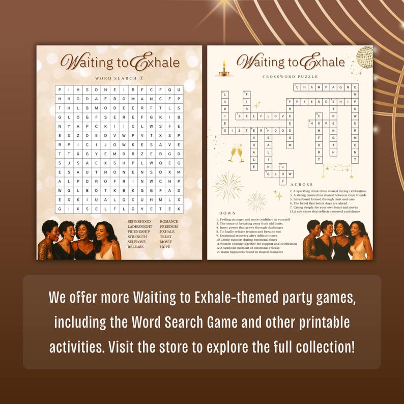 Gioco alcolico Waiting to Exhale: serata film anni '90, carte verità o sorso (PDF stampabile) immagine 6