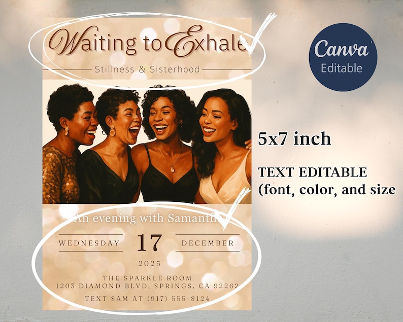 Waiting to Exhale Party Bundle 90s Movie Night Canva Templates