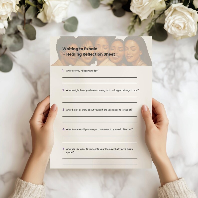 Waiting to Exhale Party, Self Care Journal ,coloring journal pages, Burn List, Sisterhood Healing Writing Prompts for Girls Night, Editable image 4